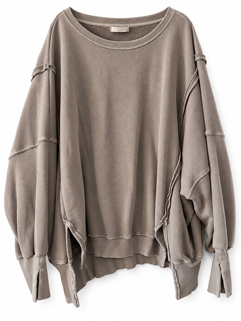 Free People Camden Oversized Distressed Sweatshirt - Taupe